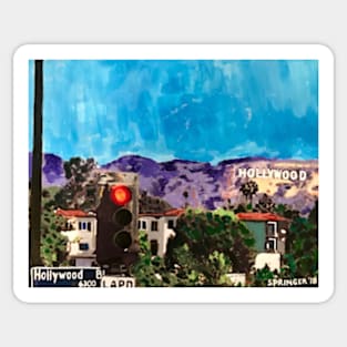 The Hollywood sign from Hollywood Boulevard Sticker